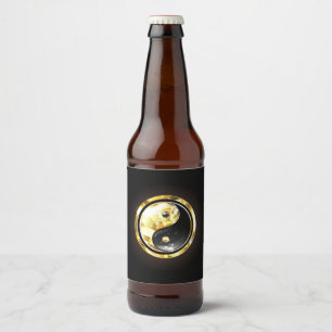 Gold Yin Yang auf schwarz Bierflaschenetikett