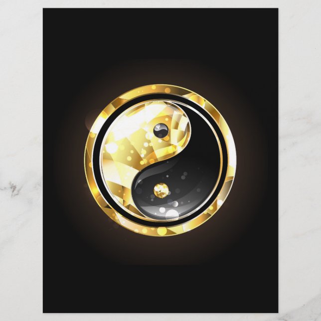 Gold Yin Yang auf schwarz Briefbogen (Vorderseite)