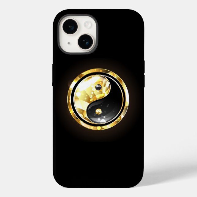 Gold Yin Yang auf schwarz Case-Mate iPhone 14 Hülle (Rückseite)