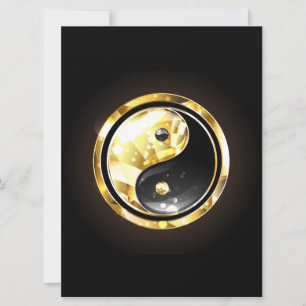 Gold Yin Yang auf schwarz Einladung