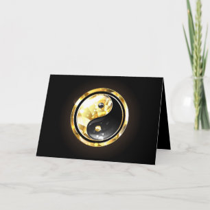 Gold Yin Yang auf schwarz Einladung
