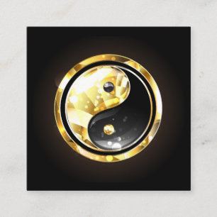 Gold Yin Yang auf schwarz Empfehlungskarte