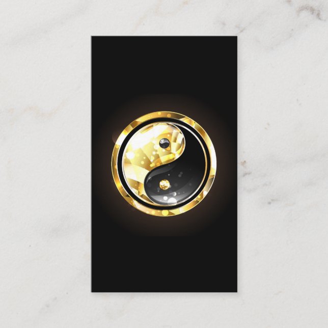 Gold Yin Yang auf schwarz Empfehlungskarte (Vorderseite)
