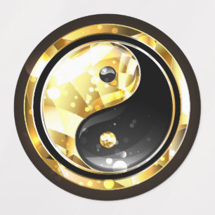 Gold Yin Yang auf schwarz Etiketten
