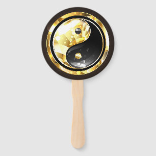 Gold Yin Yang auf schwarz Fächer