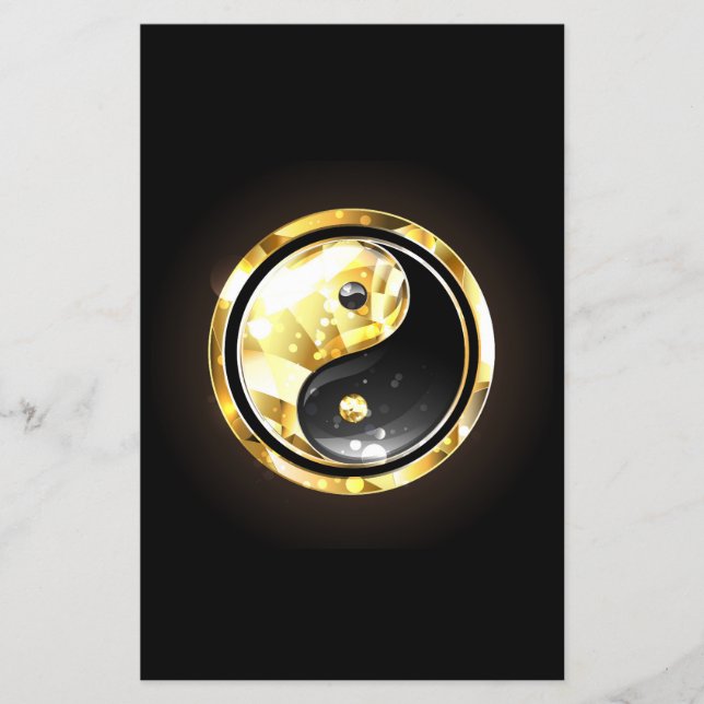 Gold Yin Yang auf schwarz Flyer (Vorne)