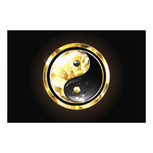 Gold Yin Yang auf Schwarz Fotodruck