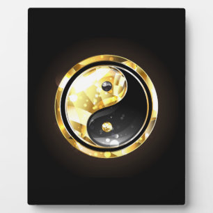 Gold Yin Yang auf schwarz Fotoplatte
