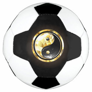 Gold Yin Yang auf Schwarz Fußball