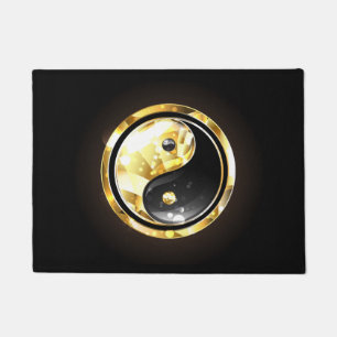 Gold Yin Yang auf schwarz Fußmatte