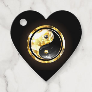Gold Yin Yang auf schwarz Geschenkanhänger