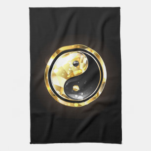 Gold Yin Yang auf schwarz Geschirrtuch