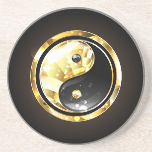 Gold Yin Yang auf schwarz Getränkeuntersetzer