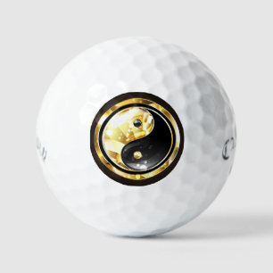 Gold Yin Yang auf schwarz Golfball