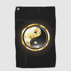 Gold Yin Yang auf schwarz Golfhandtuch