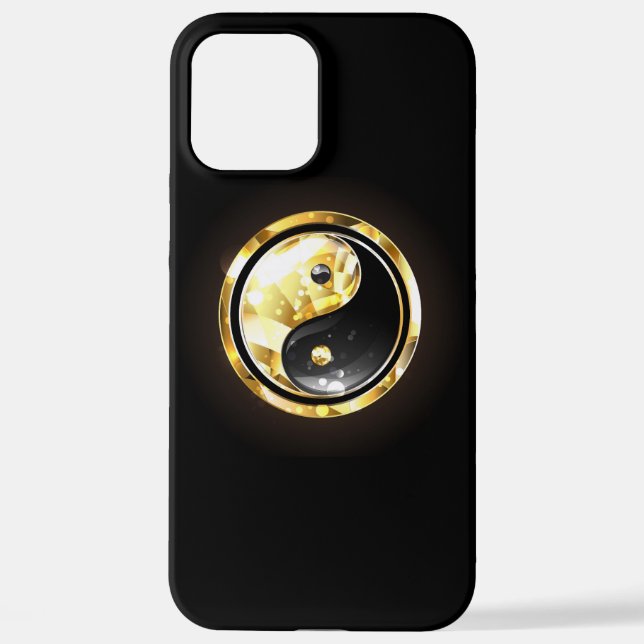Gold Yin Yang auf schwarz iPhone 12 Pro Max Hülle (Rückseite)