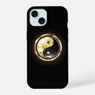 Gold Yin Yang auf schwarz iPhone 15 Hülle