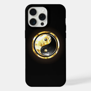 Gold Yin Yang auf schwarz iPhone 15 Pro Max Hülle