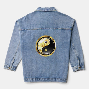 Gold Yin Yang auf Schwarz Jeansjacke