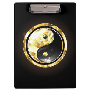 Gold Yin Yang auf schwarz Klemmbrett