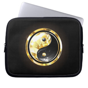 Gold Yin Yang auf schwarz Laptopschutzhülle