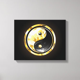 Gold Yin Yang auf schwarz Leinwanddruck