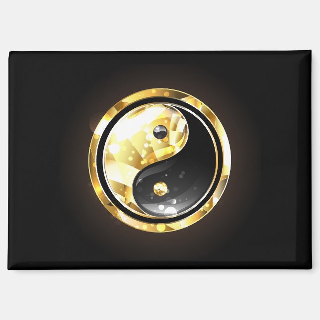 Gold Yin Yang auf schwarz Magnet (Vorderseite)