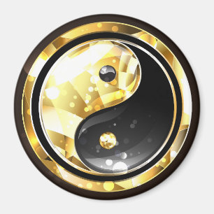 Gold Yin Yang auf schwarz Magnet