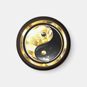 Gold Yin Yang auf schwarz Magnet