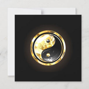 Gold Yin Yang auf schwarz Magneteinladung