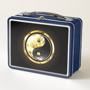 Gold Yin Yang auf schwarz Metall Brotdose