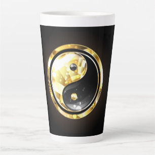 Gold Yin Yang auf schwarz Milchtasse