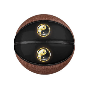 Gold Yin Yang auf schwarz Mini Basketball