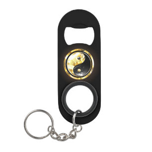 Gold Yin Yang auf schwarz Mini Flaschenöffner