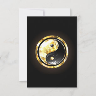 Gold Yin Yang auf schwarz Mitteilungskarte