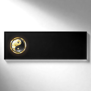 Gold Yin Yang auf schwarz Namenschild