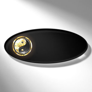 Gold Yin Yang auf schwarz Namenschild