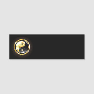 Gold Yin Yang auf schwarz Namensschild