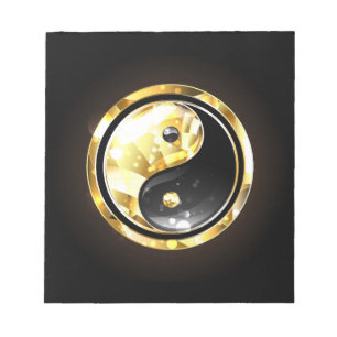 Gold Yin Yang auf schwarz Notizblock