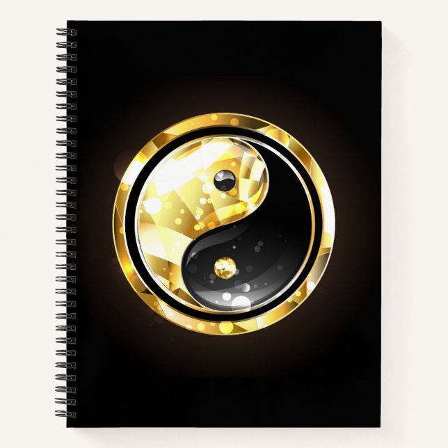 Gold Yin Yang auf schwarz Notizbuch (Vorderseite)