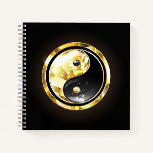 Gold Yin Yang auf schwarz Notizbuch