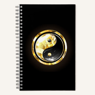 Gold Yin Yang auf Schwarz Notizbuch
