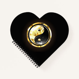 Gold Yin Yang auf schwarz Notizbuch