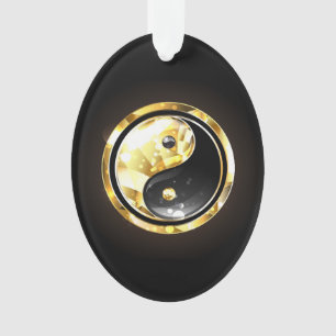 Gold Yin Yang auf schwarz Ornament