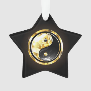 Gold Yin Yang auf schwarz Ornament