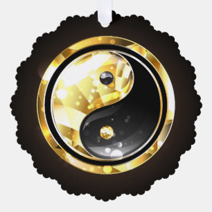 Gold Yin Yang auf Schwarz Ornament Karte