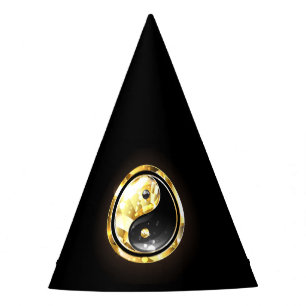 Gold Yin Yang auf schwarz Partyhütchen