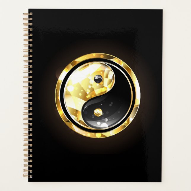 Gold Yin Yang auf schwarz Planer (Vorderseite)