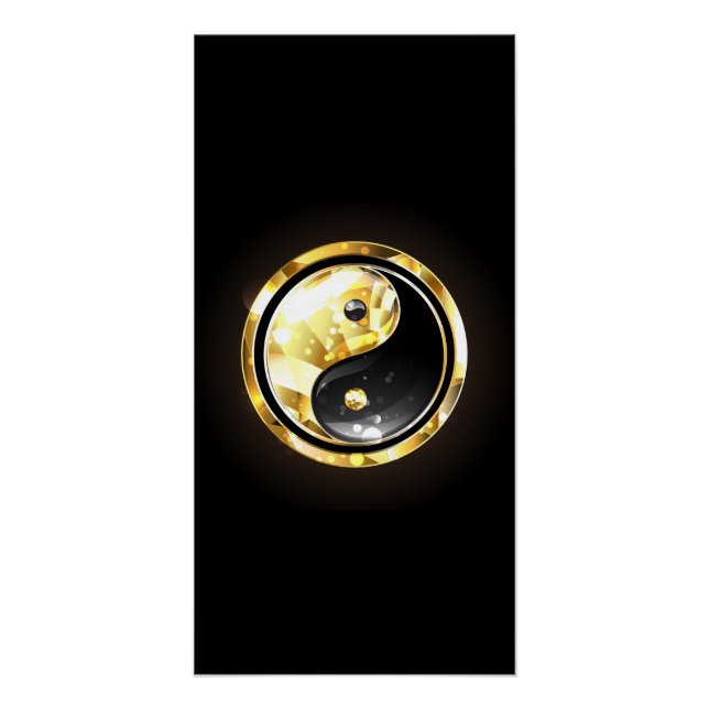 Gold Yin Yang auf schwarz Poster (Vorderseite)