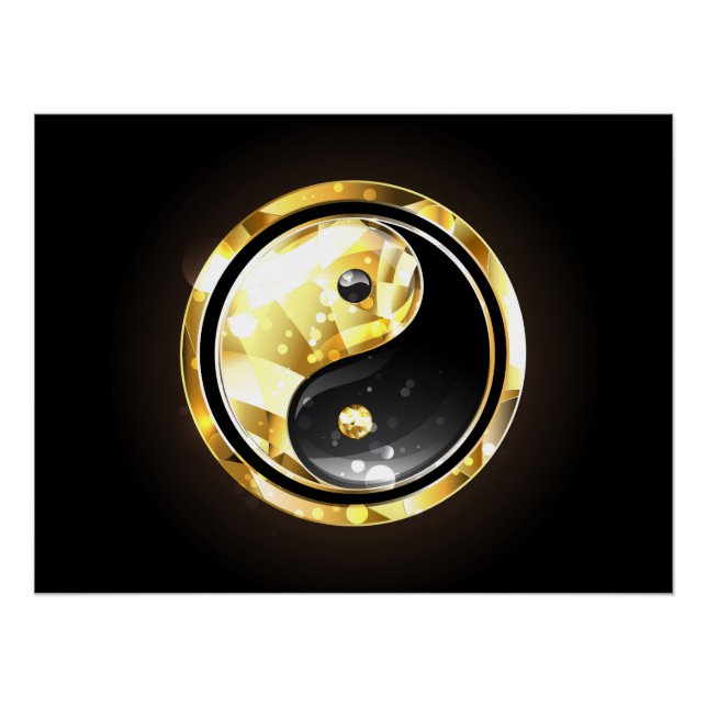 Gold Yin Yang auf schwarz Poster (Vorderseite)